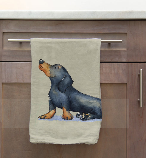Dachshund Black Tea Towel